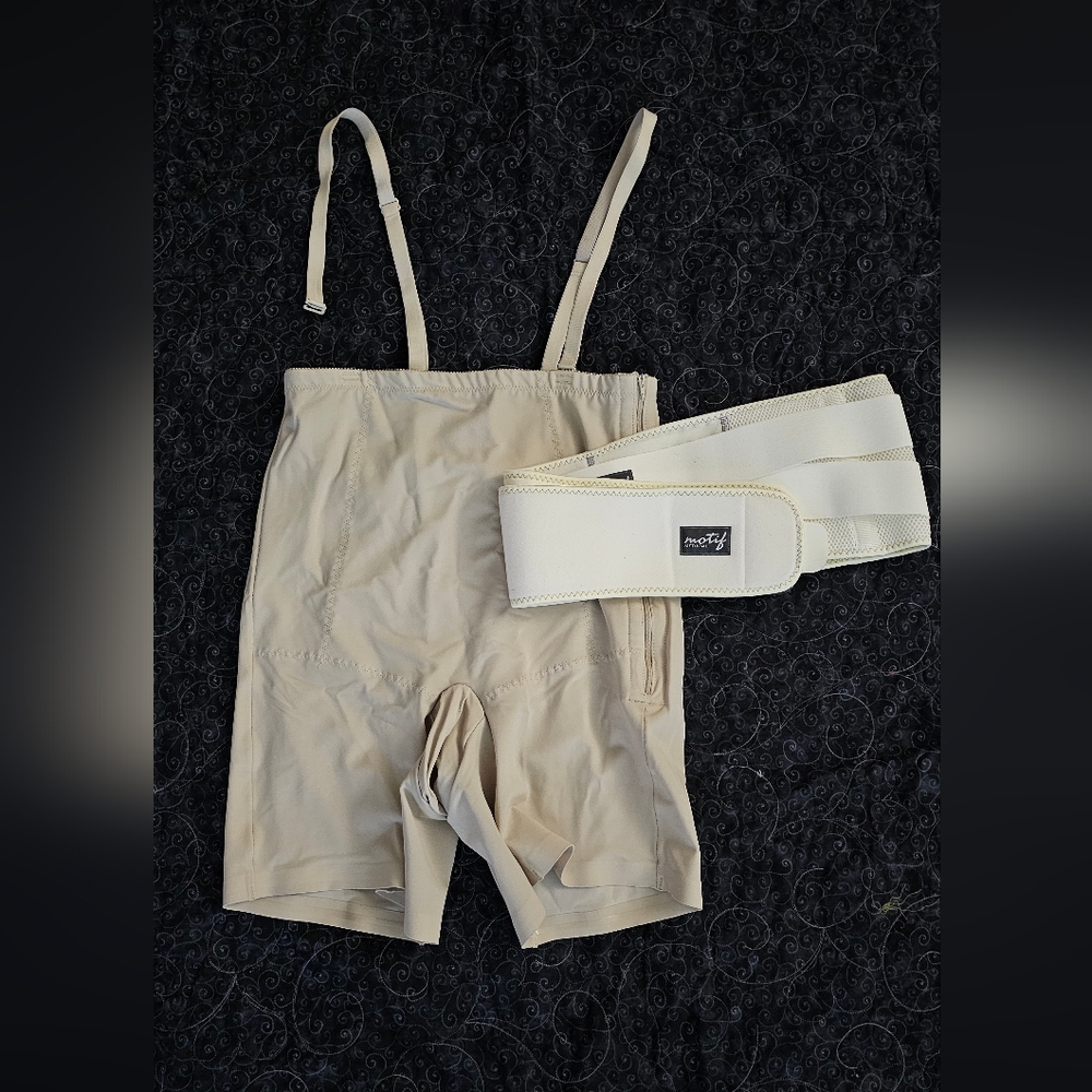 Motif Beige Postpartum Recovery Shapewear Garment & White Shape Belt